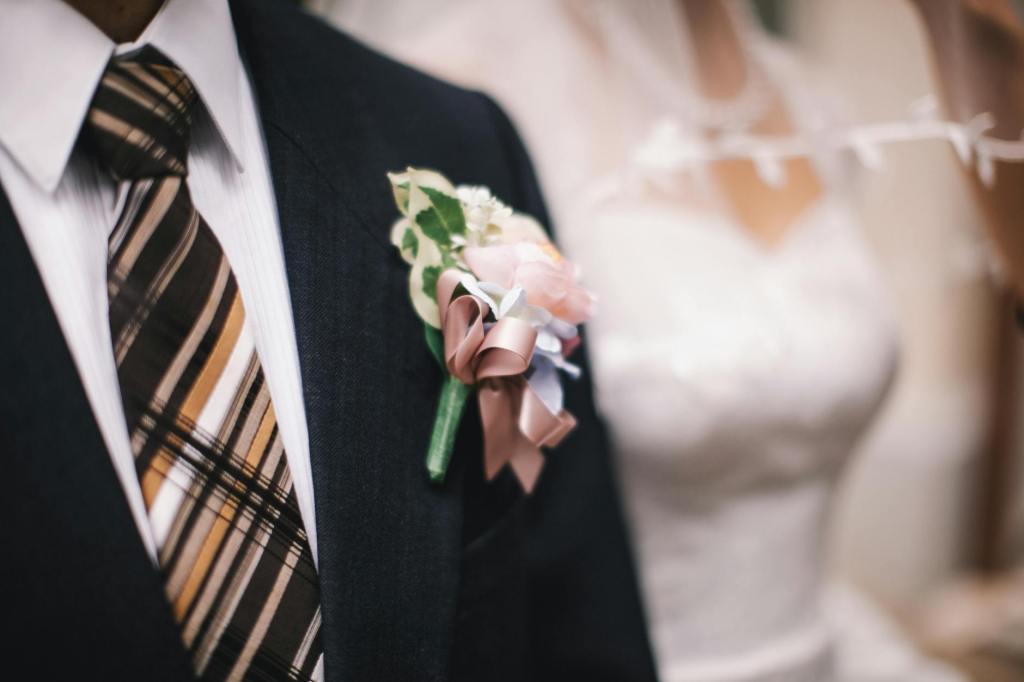 Bridegroom Wearing Silk Tie